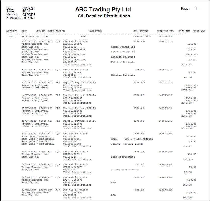 Example of General Ledger Report - Detailed PDF