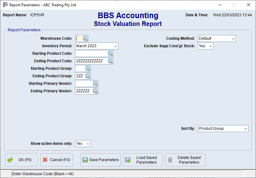 Stock Valuation Report Screen
