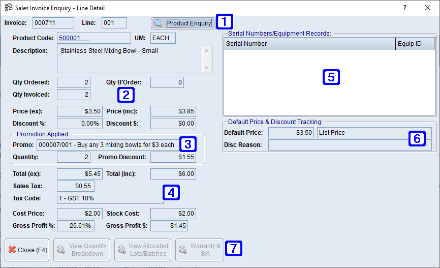 Sales Invoice Enquiry - Line Detail Screen Sales Invoice Enquiry - Line Detail Screen