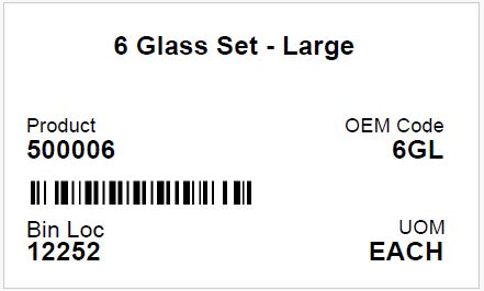Example of Racking Label Example of Racking Label
