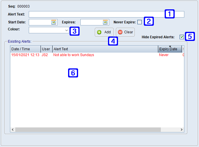 Employee Masterfile Maintenance - Alerts Tab Screen Employee Masterfile Maintenance - Alerts Tab Screen